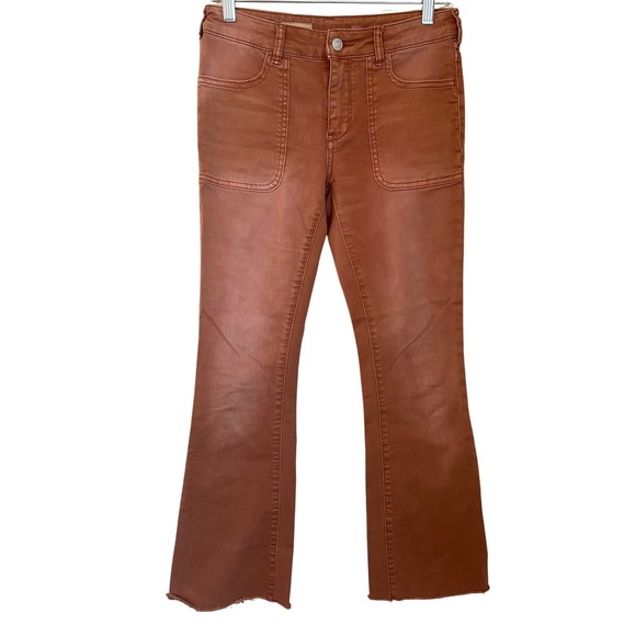 Anthropologie Pilcro The Low Rise Icon Flare Jeans 26 Women's Bronze Orange - Picture 2 of 10